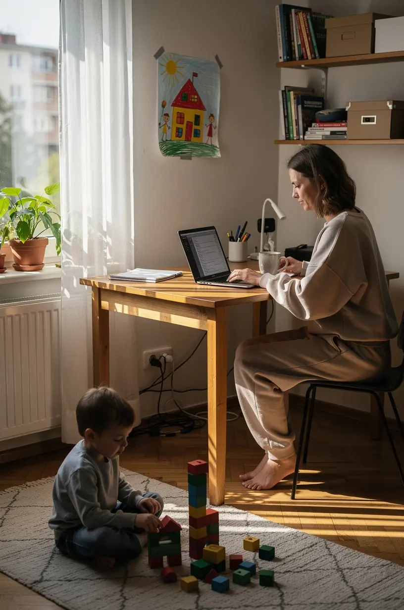 Zbliżenie na kalendarz z zaznaczonymi blokami czasowymi na różne obowiązki zawodowe.